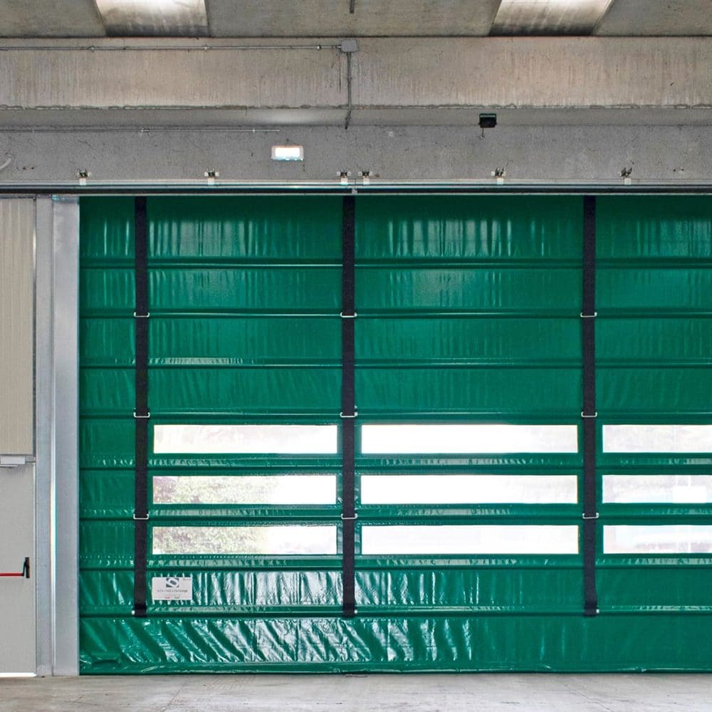 Porta rapida ad impacchettamento automatico E13 colore verde vista frontale