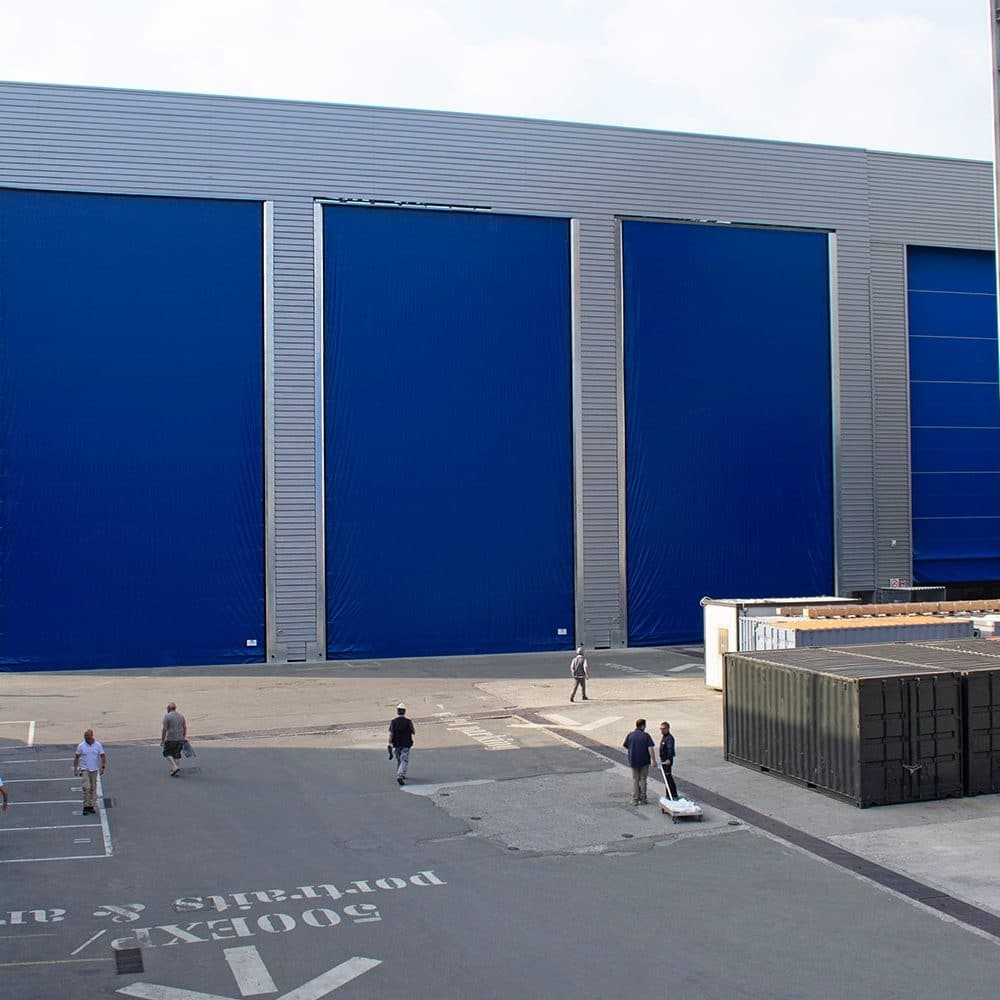 Porte industriali grandi dimensioni Sail Door colore blu