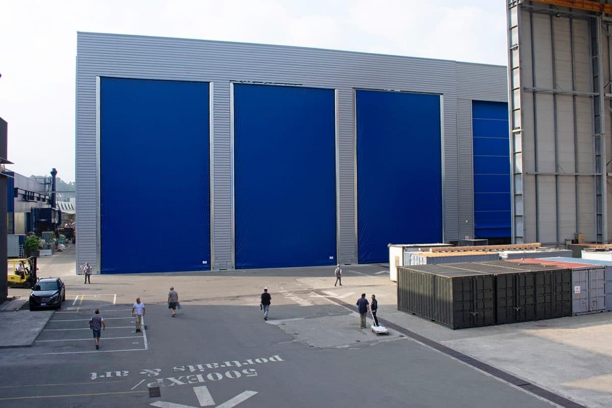 Porte industriali grandi dimensioni Sail Door colore blu